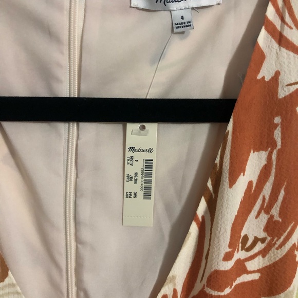 MADEWELL MIDI Empire Waist FlutterSlv Vneck DRESS UnderSlip washable NWT - Picture 4 of 7